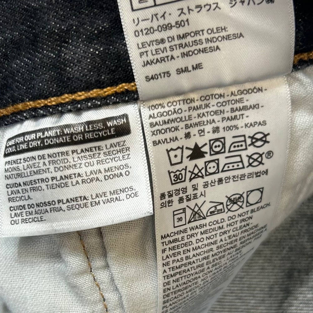 Levis 501 Original Fit Jeans Mens 37x29 Dark Wash Indigo Blue Cotton Button Fly - Picture 4 of 10